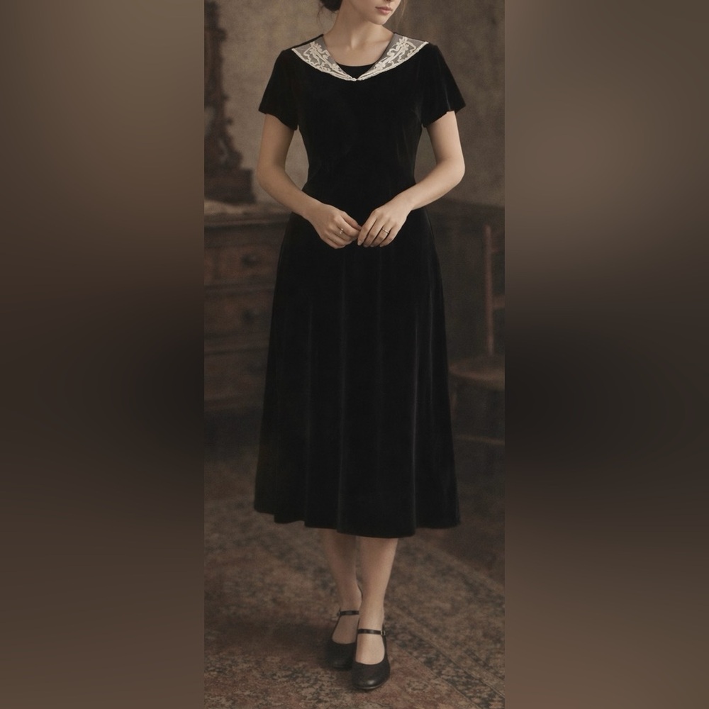 Vintage My Michelle Victorian velvet dress - 16